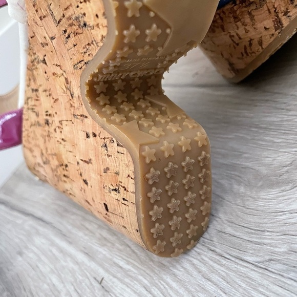 Jimmy Choo Purple Gleam Cork Sandals Size 37.5 - Picture 5 of 12